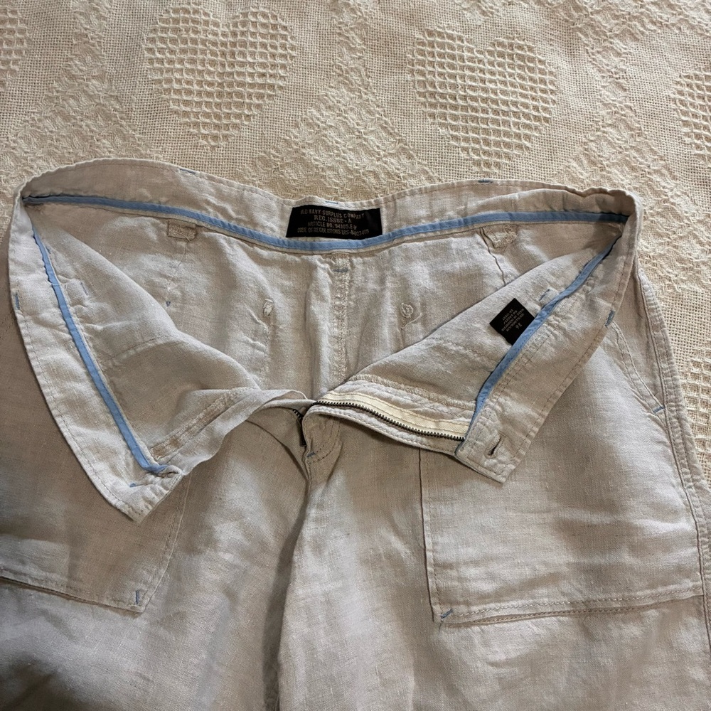 Old Navy Men's 100% Linen Shorts Natural Ivory Beige Sz 36 - Picture 9 of 12